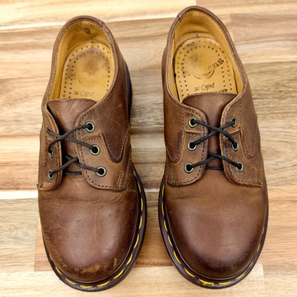 Dr Martens Vintage Oxford Kids Brown Leather Shoes Size 12